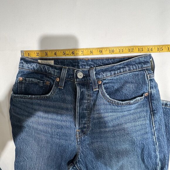 Levis 501 Button Fly Straight Leg Blue Jeans Womens Sz 26 High Rise Original Fit - Picture 11 of 16
